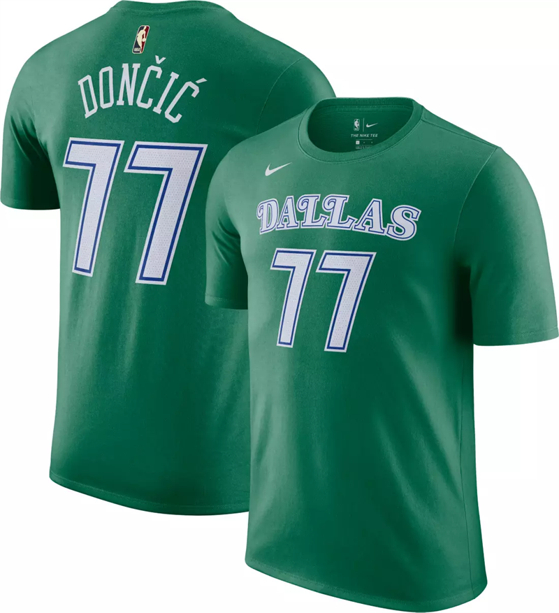 Men's Dallas Mavericks #77 Luka Doncic Dri-FIT Green Hardwood Classic T-Shirt Men's Dallas Mavericks #77 Luka Doncic Dri-FIT Green Hardwood Classic T-Shirt